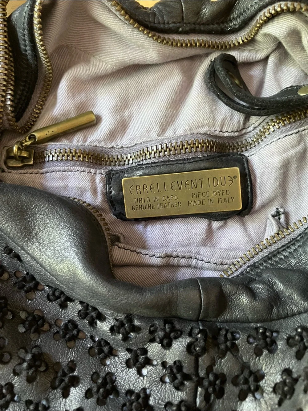 Errelleventidue Leather Floral Hobo Bag